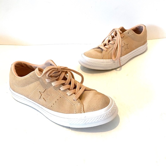 peach leather converse